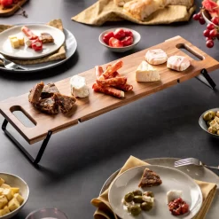 CASA Fuentes Para Servir|Acacia Lux Tabla Para Servir Negro, Natural