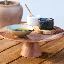 CASA Fuentes Para Servir|Acacia Soporte Para Pastel Natural