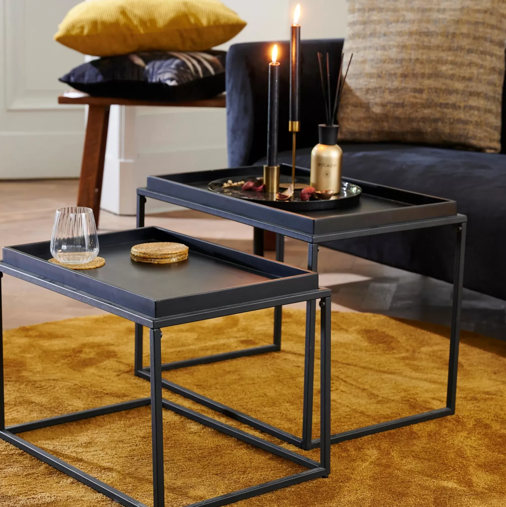 CASA Mesas Auxiliares|Apollo Mesas Auxiliares Juego De 2 Negro