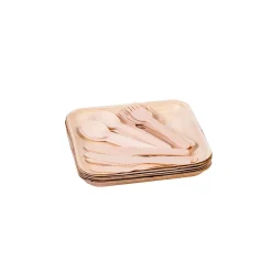 CASA Platos|Areca Leaf Platos 6 Unidades Con Cubierto Natural