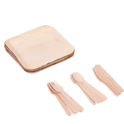 CASA Platos|Areca Leaf Platos 6 Unidades Con Cubierto Natural