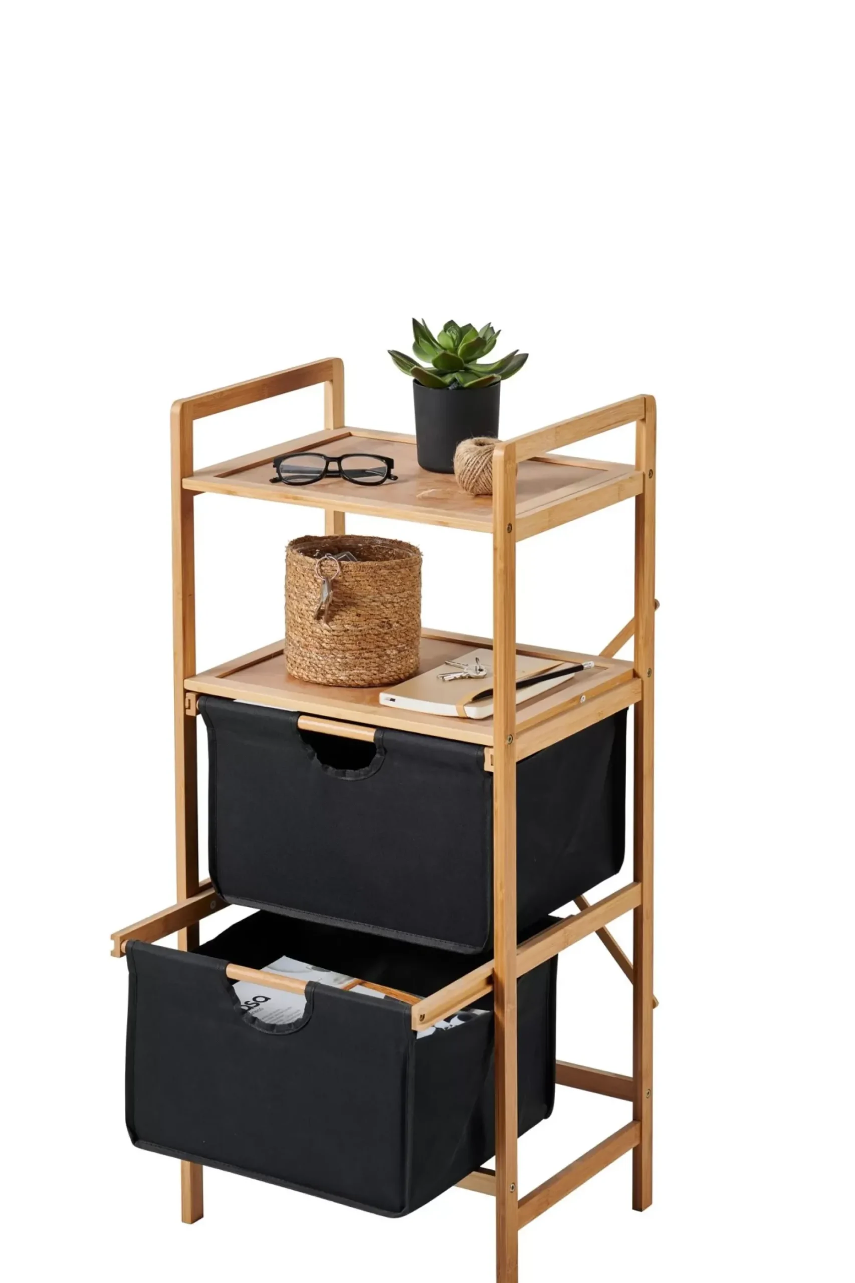 CASA Cajoneras|Bamboo Cajonera 2 Cajones Negro, Natural