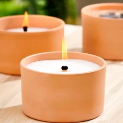 CASA Velas Para Exterior|Citronella Bandeja De Terracota Blanco, Verde