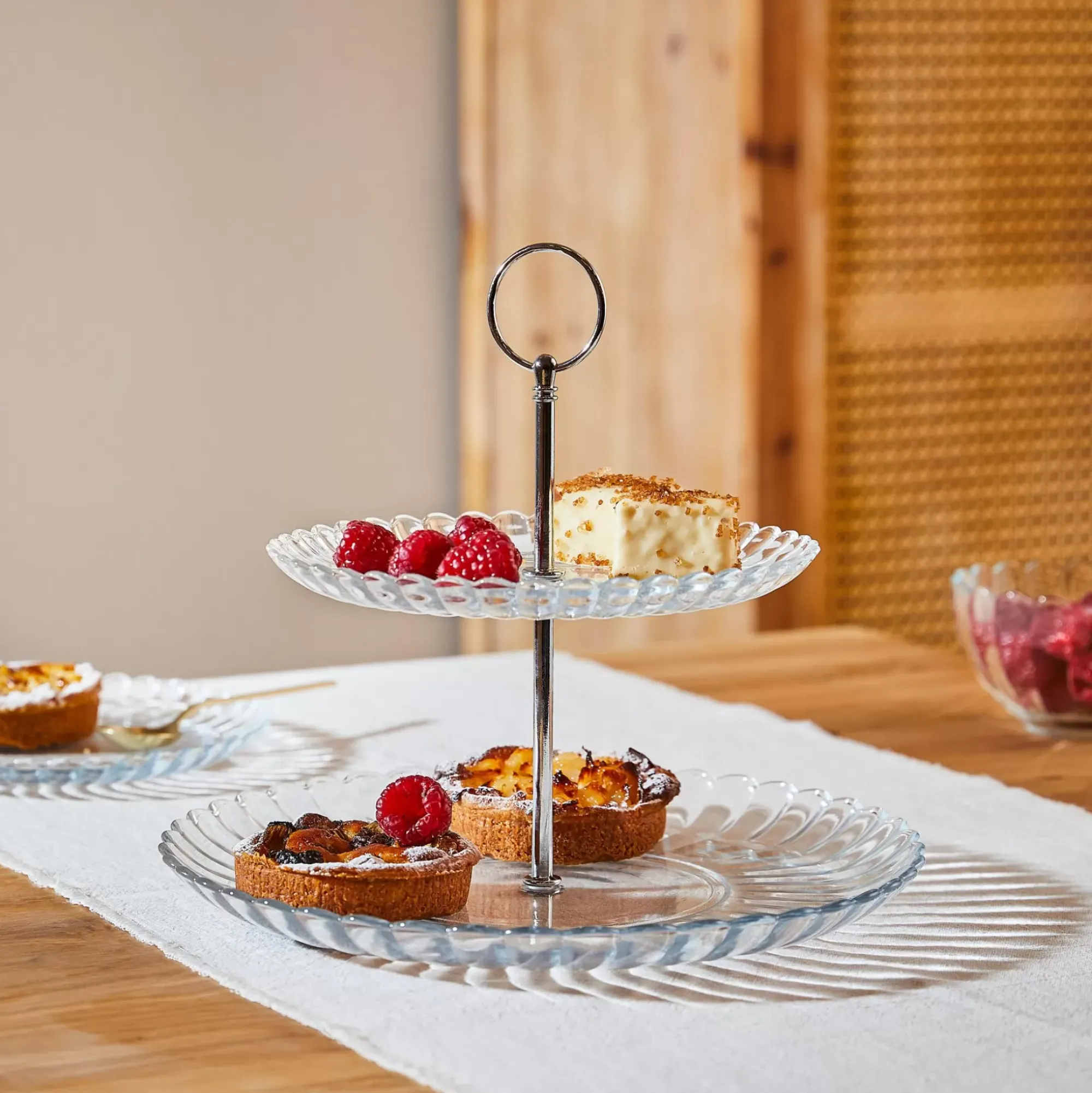 CASA Fuentes Para Servir|Dahlita Bandeja De 2 Pisos Transparente