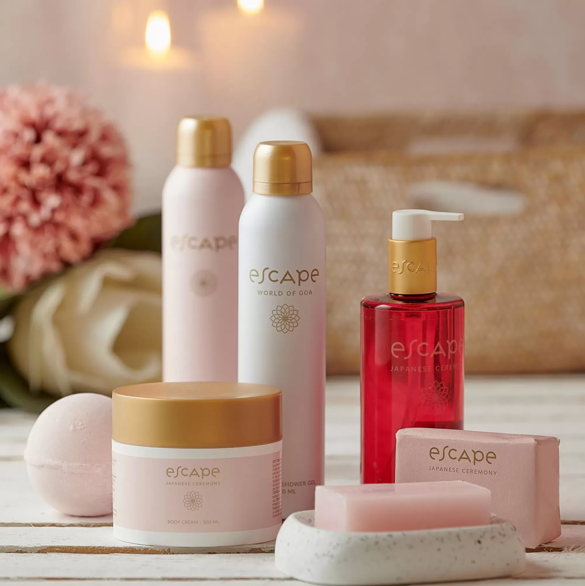 CASA Tratamiento Corporal|Escape Japanese Ceremony Espuma De Ducha En Botella Rosa Rojo