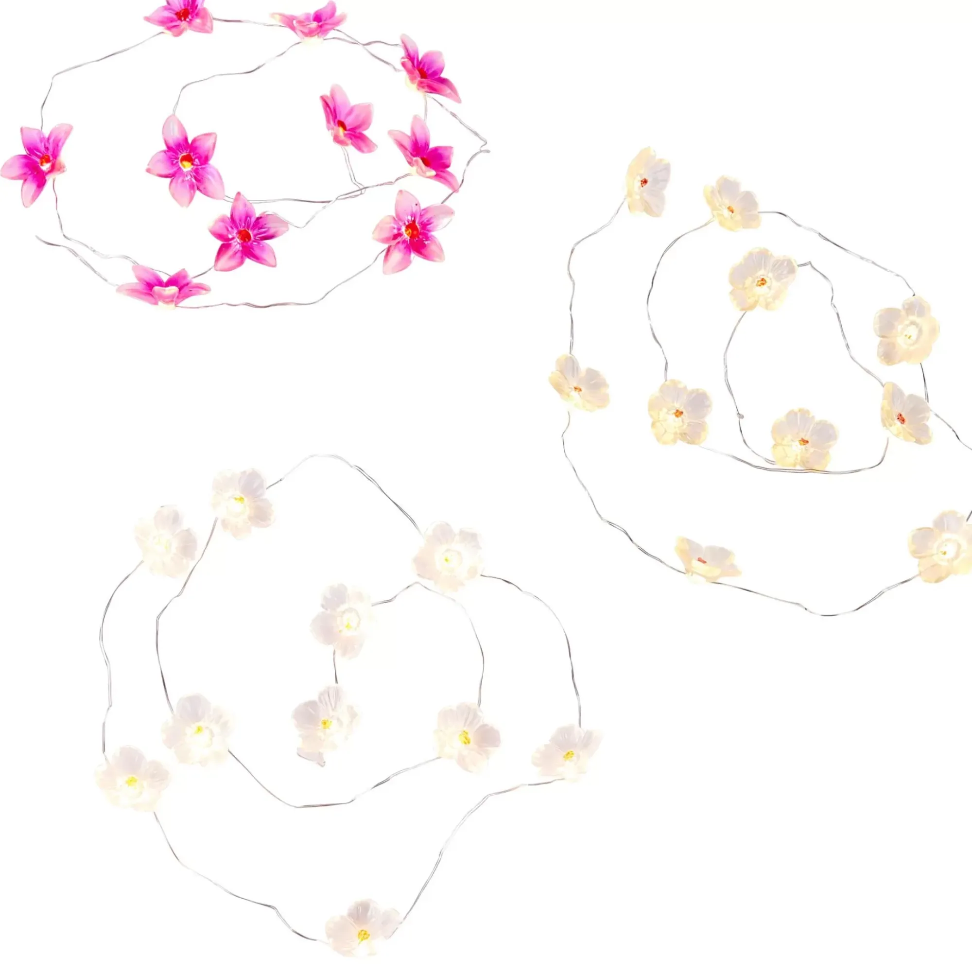 CASA Guirnaldas De Luz|Flower Guirnalda Blanco, Amarillo, Morado