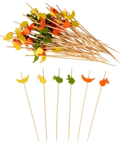 CASA Accesorios Coctéles|Fruities Palillos Apero Juego De 50 Mezcla De 3 Colores Naranja, Amarillo, Verde