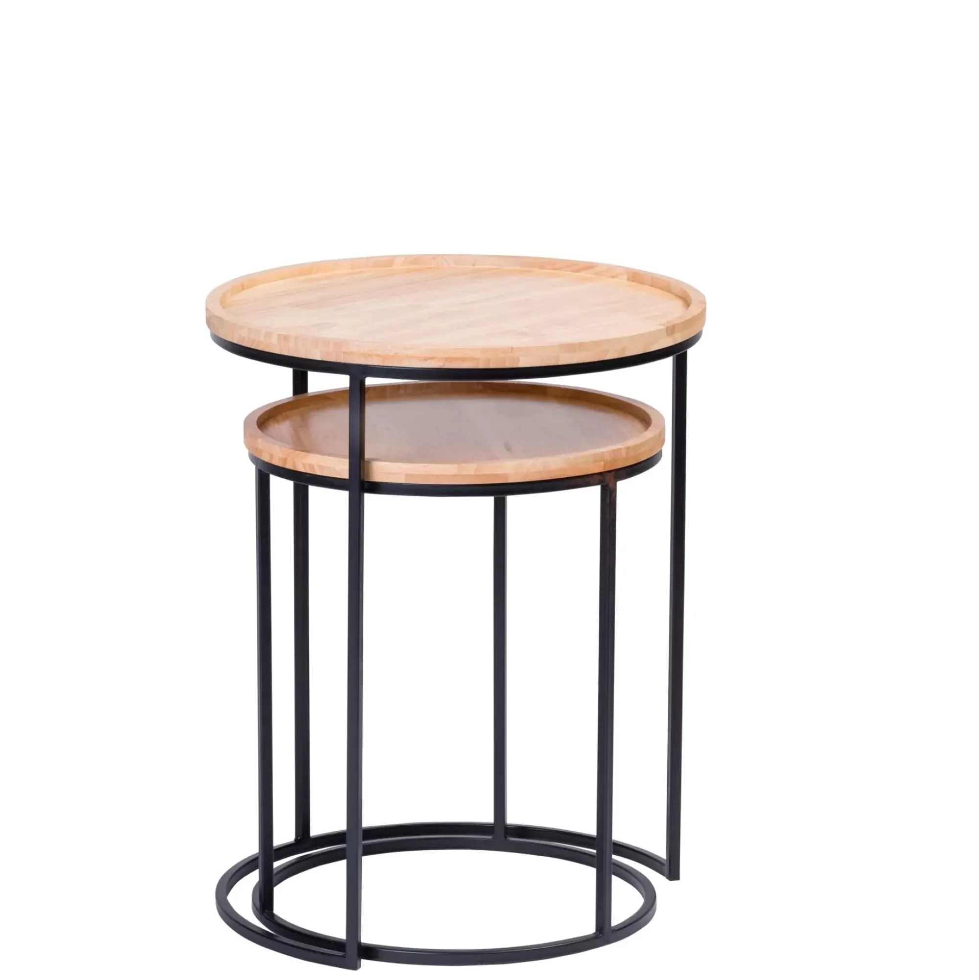 CASA Mesas Auxiliares|Gom Mesas Auxiliares Juego De 2 Negro, Natural