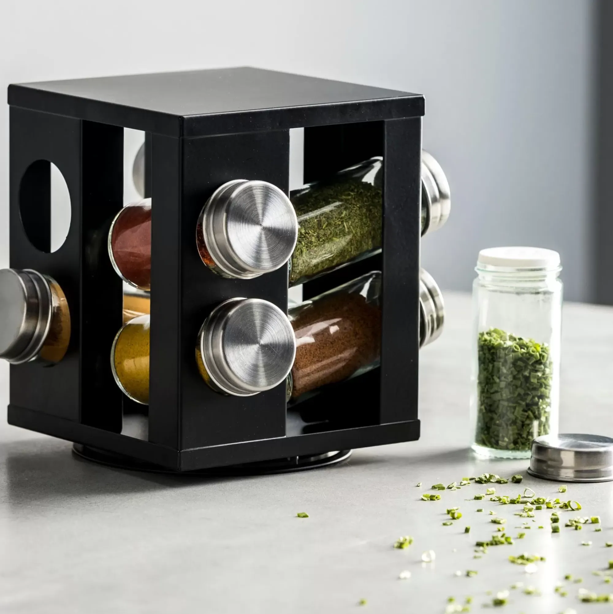 CASA Tarros De Hierbas|Industria Carrusel De Hierbas 8 Botes Negro