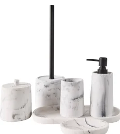 CASA Accesorios De Tocador|Luna Soporte De Algodones Con Tapa Aspecto De Marmol