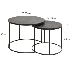 CASA Mesas Auxiliares|Memphis Mesas Auxiliares Juego De 2 Patas Negro