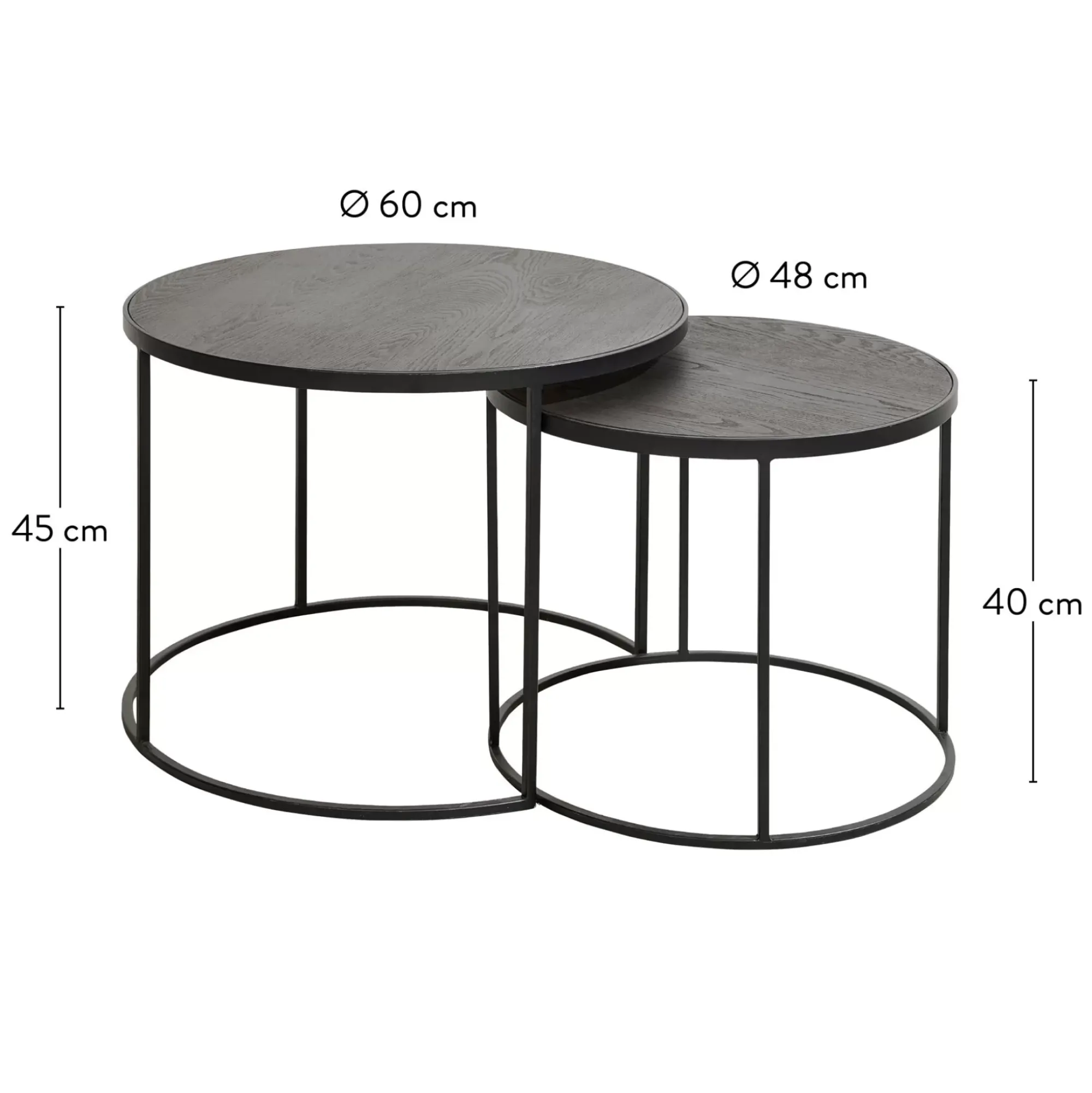 CASA Mesas Auxiliares|Memphis Mesas Auxiliares Juego De 2 Patas Negro