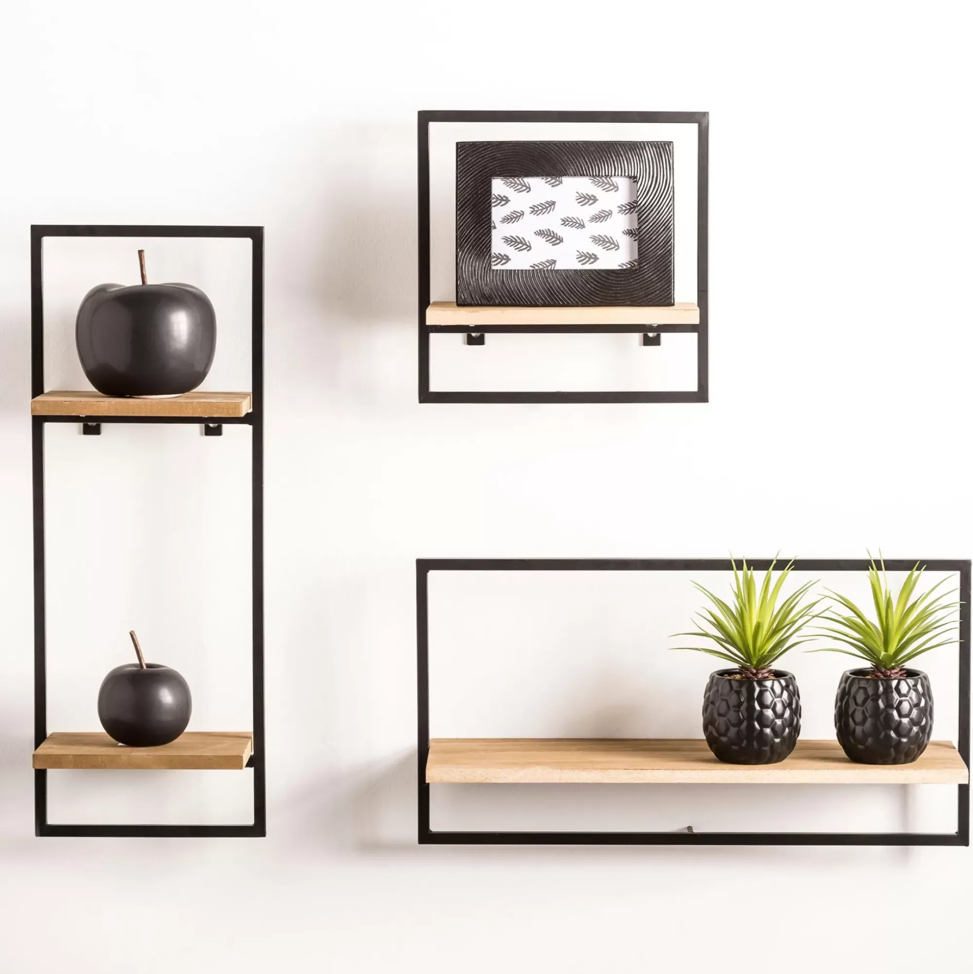 CASA Estanterías|Mix&Match Estanteria De Pared Negro, Natural