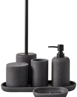 CASA Accesorios Water|Moon Cepillo Wc En Soporte Negro, Gris Oscuro