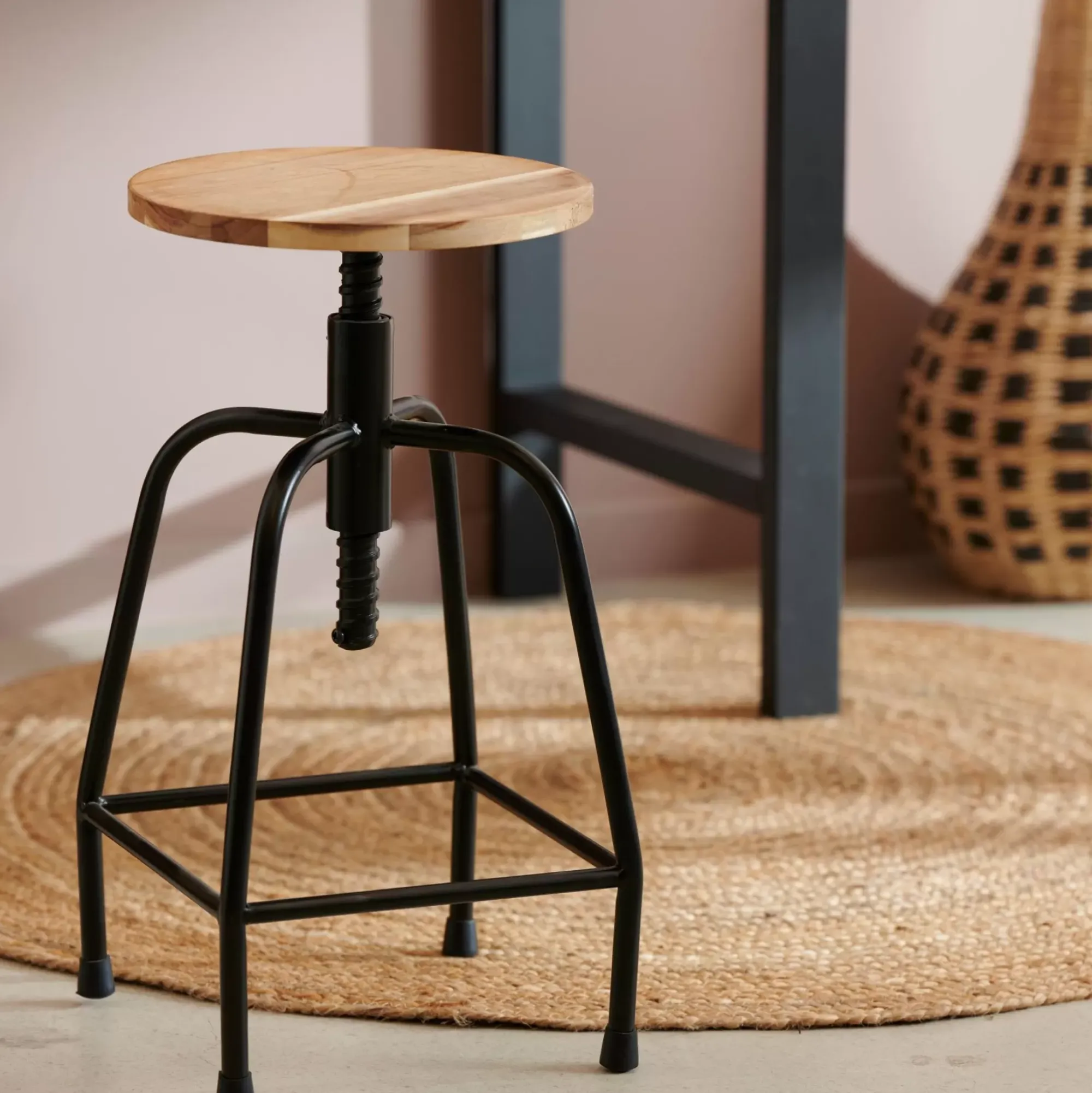 CASA Taburetes|New Bedford Taburete Negro, Natural