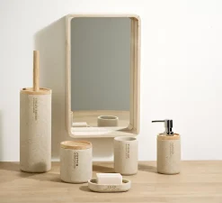 CASA Accesorios Water|New Resin Cepillo Wc En Soporte Natural