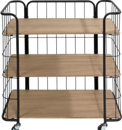 CASA Estanterías|Oslo Con Ruedas 3 Baldas Negro, Natural