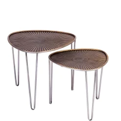 CASA Mesas Auxiliares|Ovo Mesas Auxiliares Juego De 2 38X38X35Cm/46.5X46.5X41Cm Plateado, Cobrizo