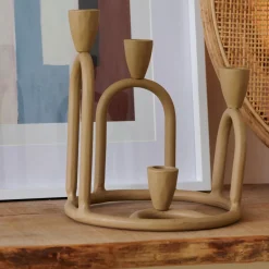 CASA Candelabros|Rings Candelabro Para 4 Velas Marron Claro