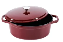 CASA Ollas|Stew Olla Hierro Fundido Ovalado Rojo Oscuro