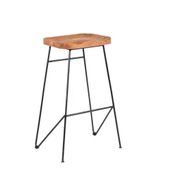 CASA Taburetes De Bar|Teak Taburete Bar Negro, Natural