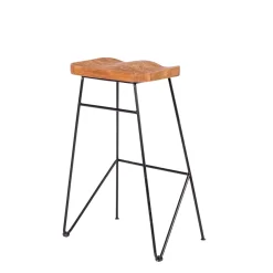 CASA Taburetes De Bar|Teak Taburete Bar Negro, Natural