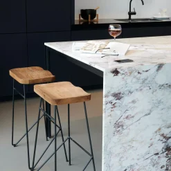 CASA Taburetes De Bar|Teak Taburete Bar Negro, Natural