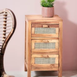 CASA Cajoneras|Teck Cajonera 3 Cajones Natural