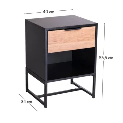 CASA Cajoneras|Trenton Mesilla De Noche Negro, Natural