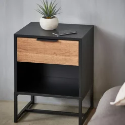 CASA Cajoneras|Trenton Mesilla De Noche Negro, Natural