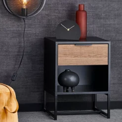 CASA Cajoneras|Trenton Mesilla De Noche Negro, Natural