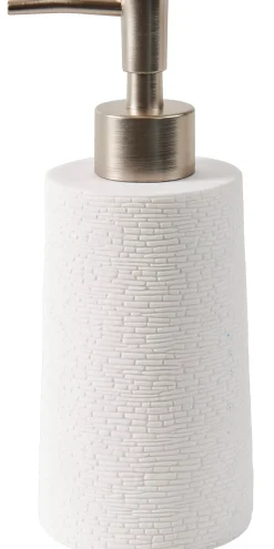 CASA Accesorios De Tocador|White Elegance Dispensador De Jabon Blanco, Plateado