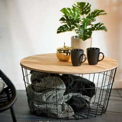 CASA Mesas De Salón|Wire Xl Mesa Auxiliar Xl Negro, Natural