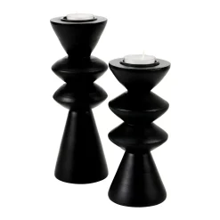 CASA Soprortes Para Velitas|Zigzag Soporte Para Vela Pequena Negro